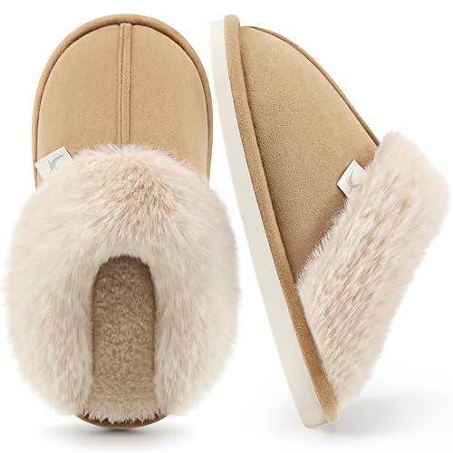 Aomigoct Slippers for Women House Shoes: Memory Foam Fuzzy Womens Slippers Indoor Outdoor Fluffy Bedroom Shoes Slip On